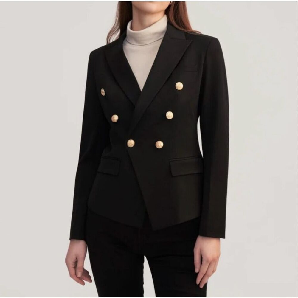 Lilysilk Black Gold Button Blazer sz XXL NWT